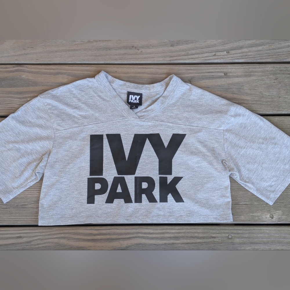 IVY PARK Light Gray Logo Crop Top Small